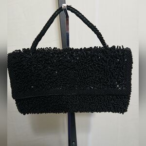 Bkack Beaded Handbag Clutch